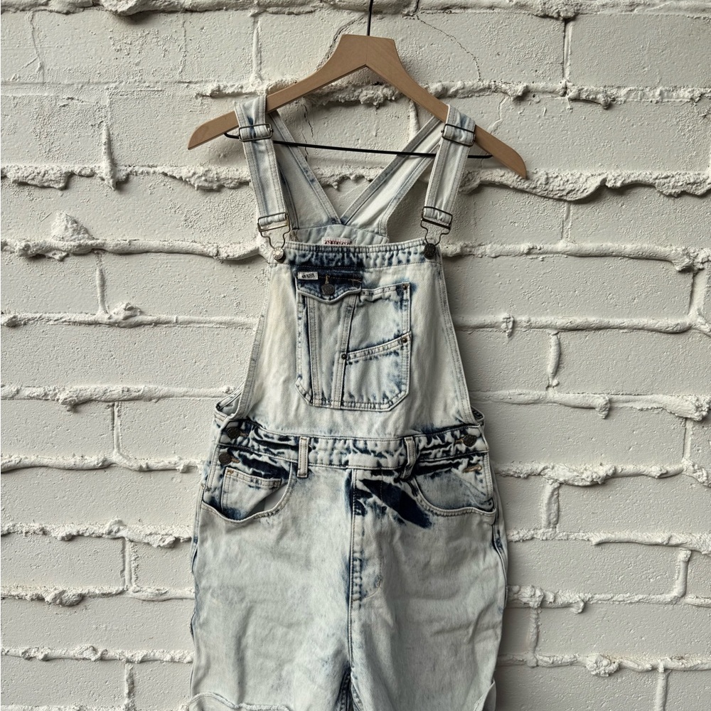Denim Overalls with Distressed Details